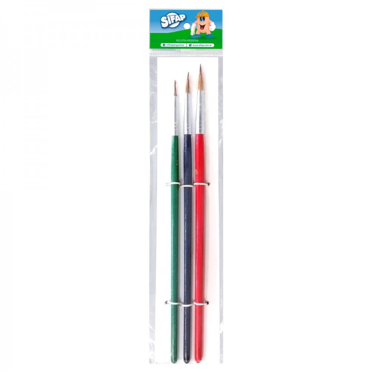 Pincel escolar x 3 uds. en bolsa